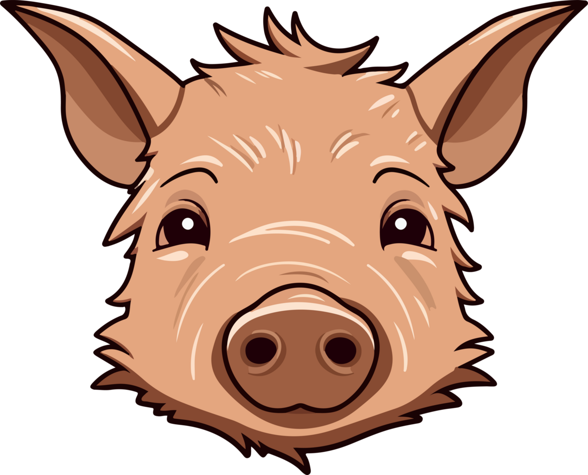 Cute pig head clipart design illustration png