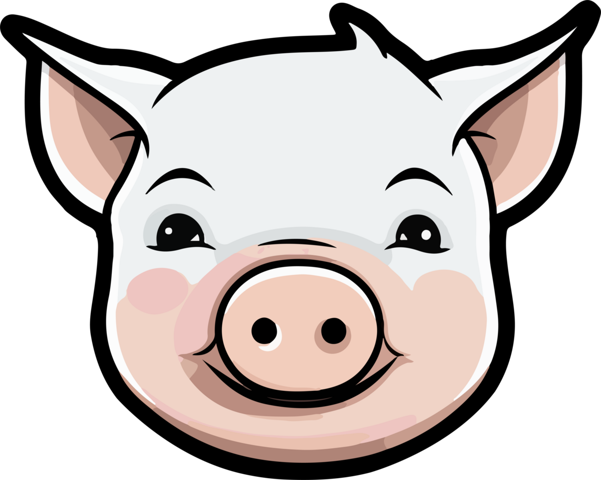 Cute pig head clipart design illustration png