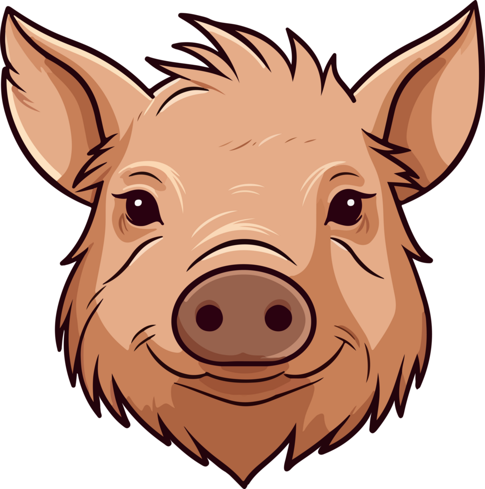 Cute pig head clipart design illustration png