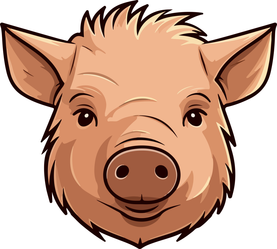 Cute pig head clipart design illustration png