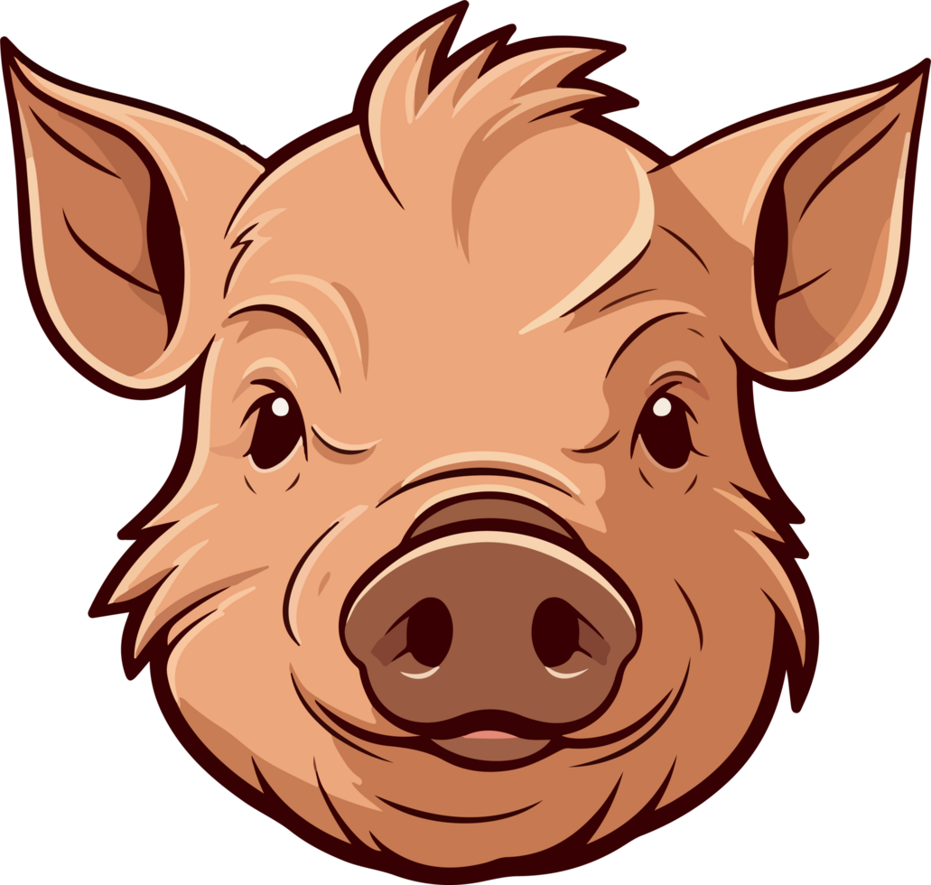 Cute pig head clipart design illustration png