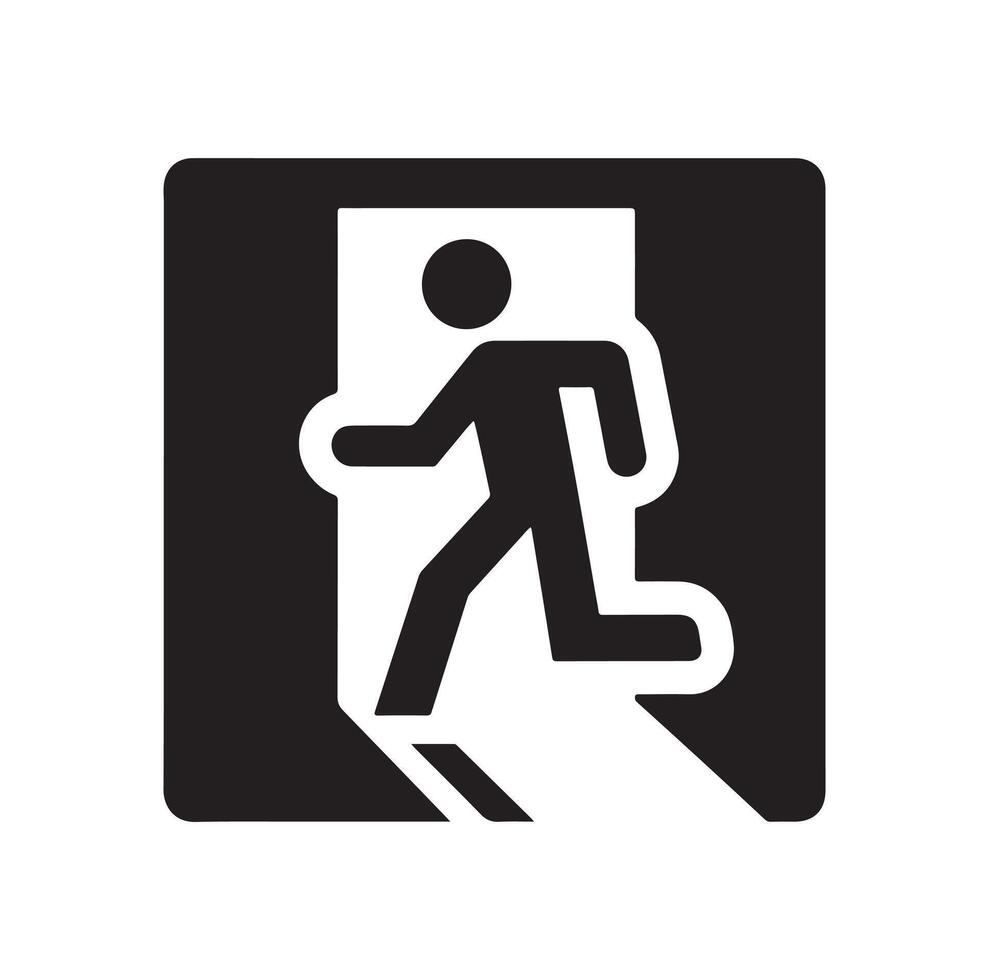 Emergency exit illustration, escape route sign and symbol vector