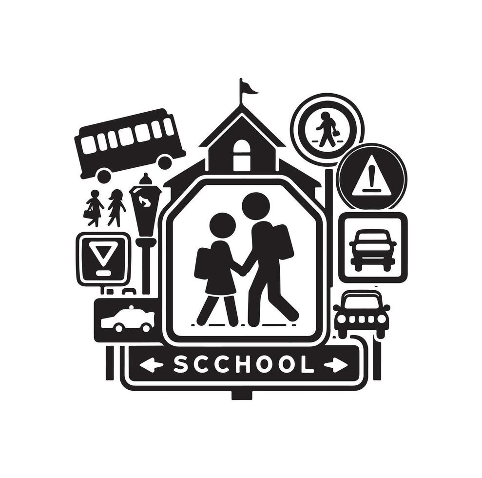 School Traffic Sign, children sign. School crossing, illustration vector