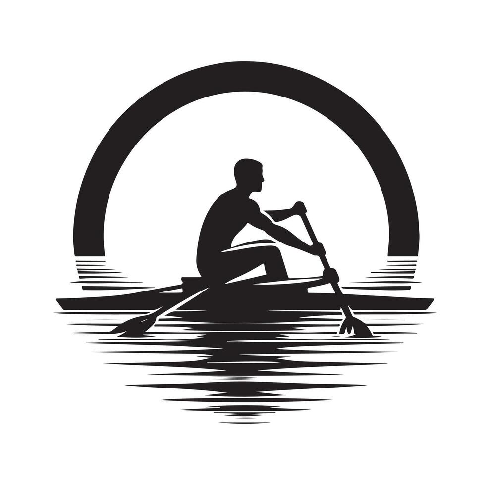 Rowing isolated silhouette illustration vector