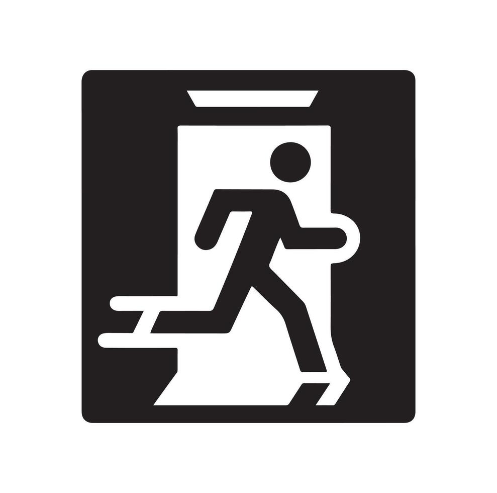 Emergency exit illustration, escape route sign and symbol vector