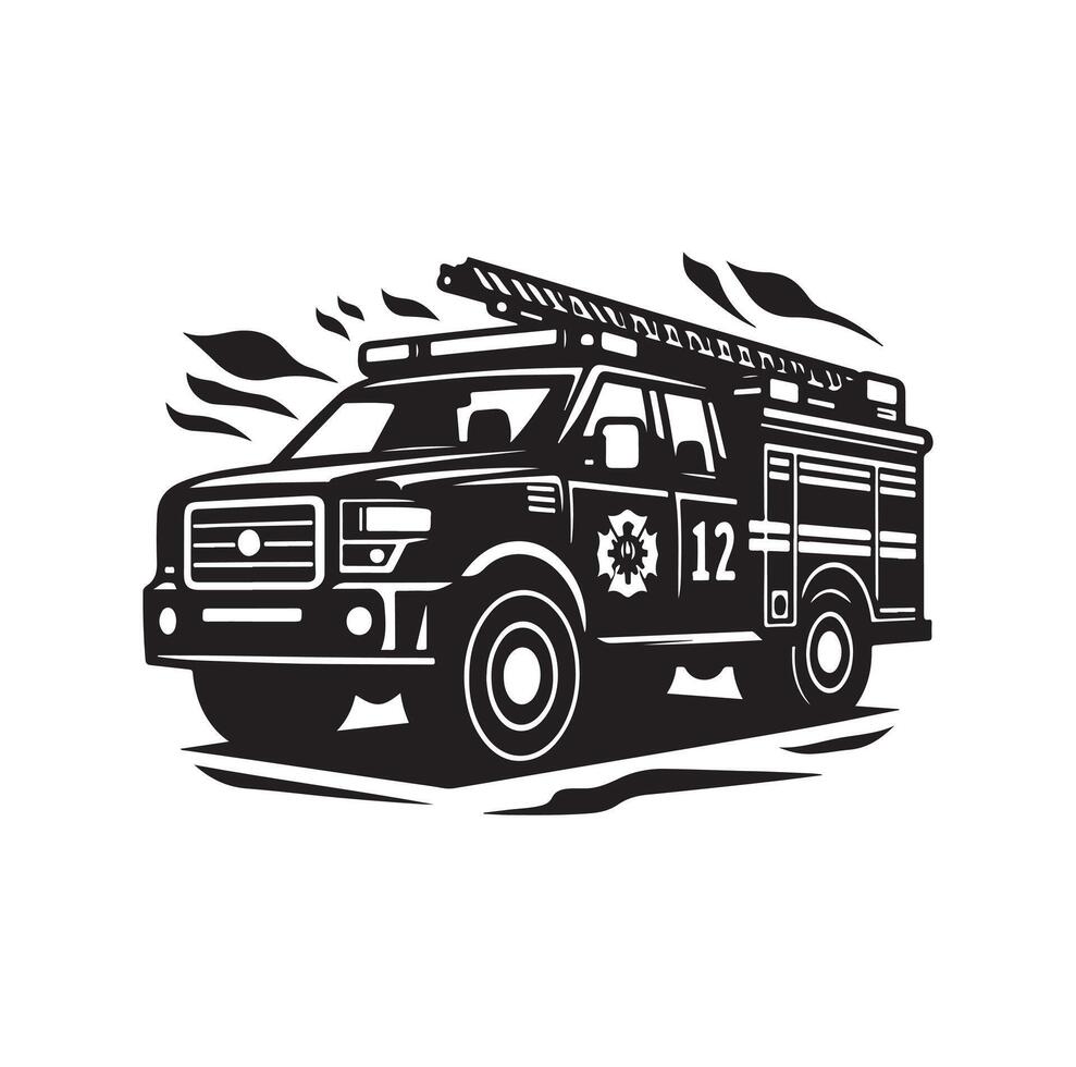 firefighter car illustration icon vector