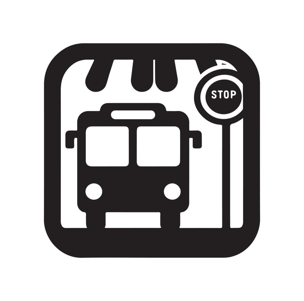Bus stop icon illustration vector