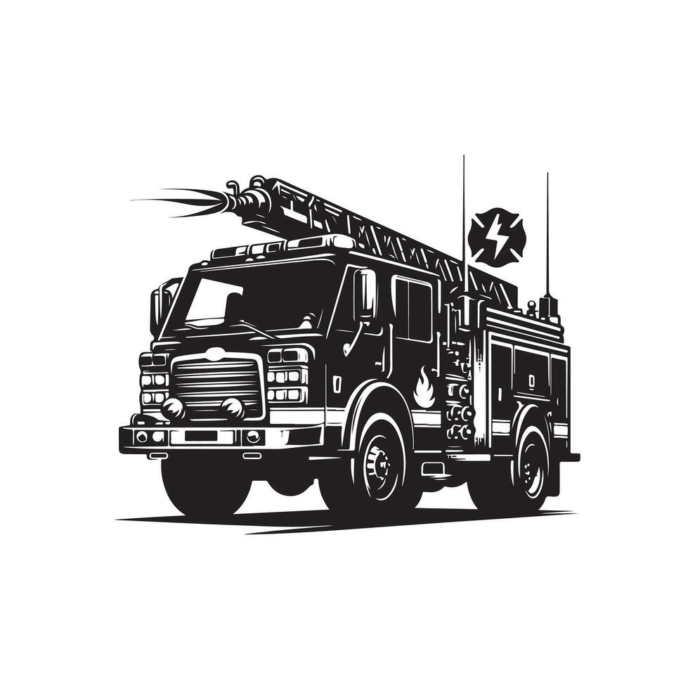 firefighter car illustration icon vector