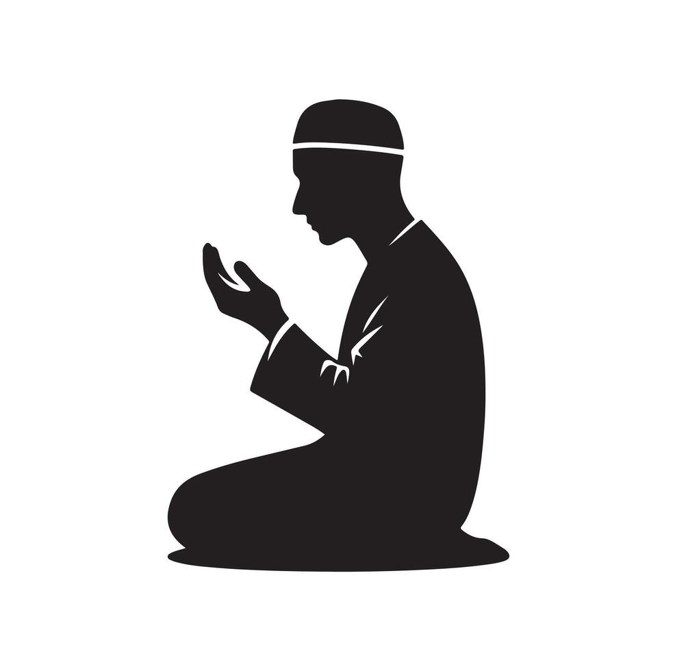 Muslim Praying silhouette. praying symbol illustration vector
