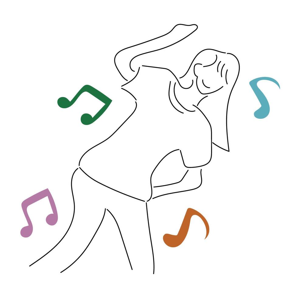 Sketch lifestyle concept minimal girl woman dance aerobics drawing line art. Female exercise hand drawn line concept with white ioslated background. Abstract,illustration. vector