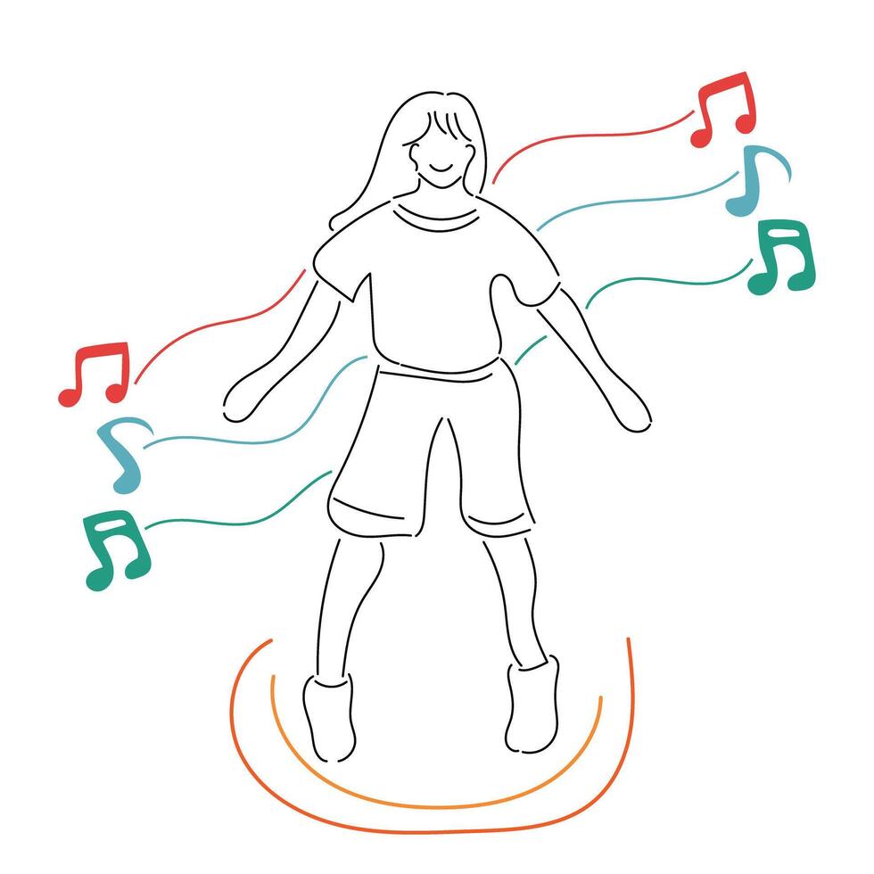 Sketch lifestyle concept minimal girl woman dance aerobics drawing line art. Female exercise hand drawn line concept with white ioslated background. Abstract,illustration. vector