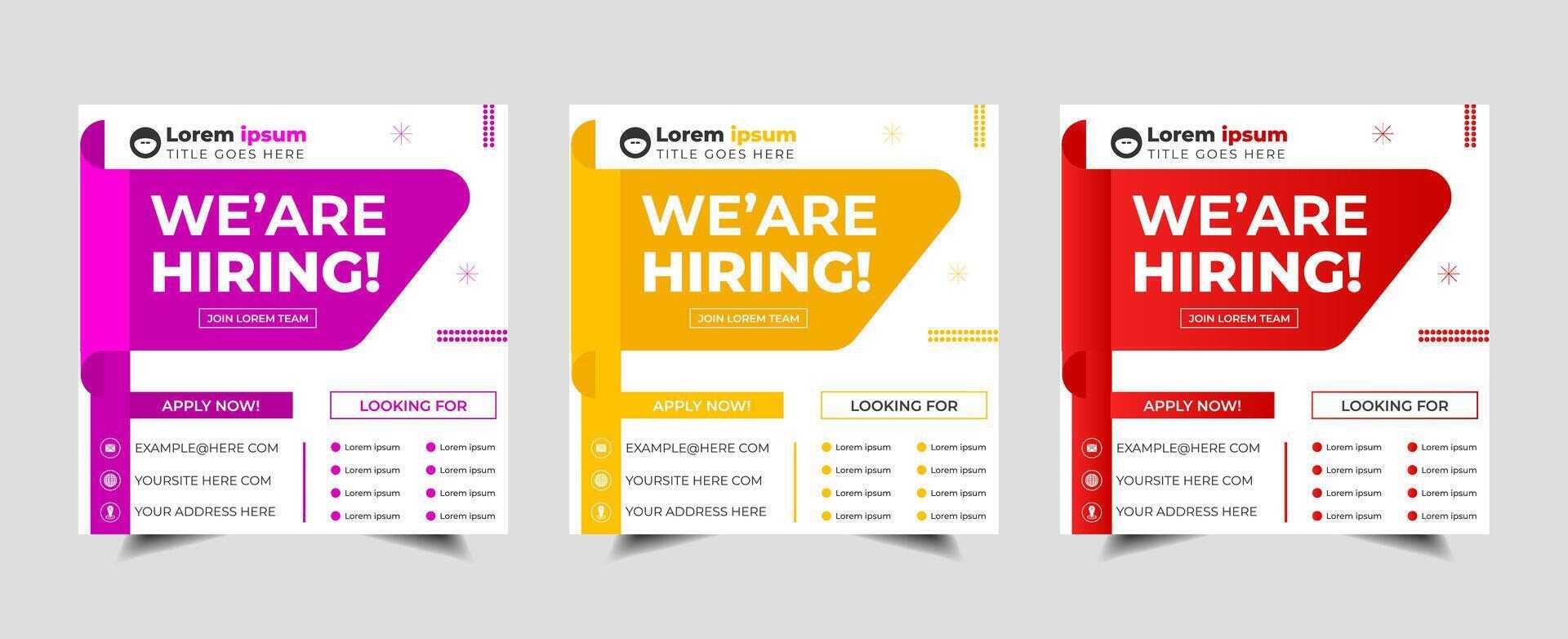 we are hiring job social media post clean banner template design elegant color . social media hiring post vacancy recruitment web banner design vector