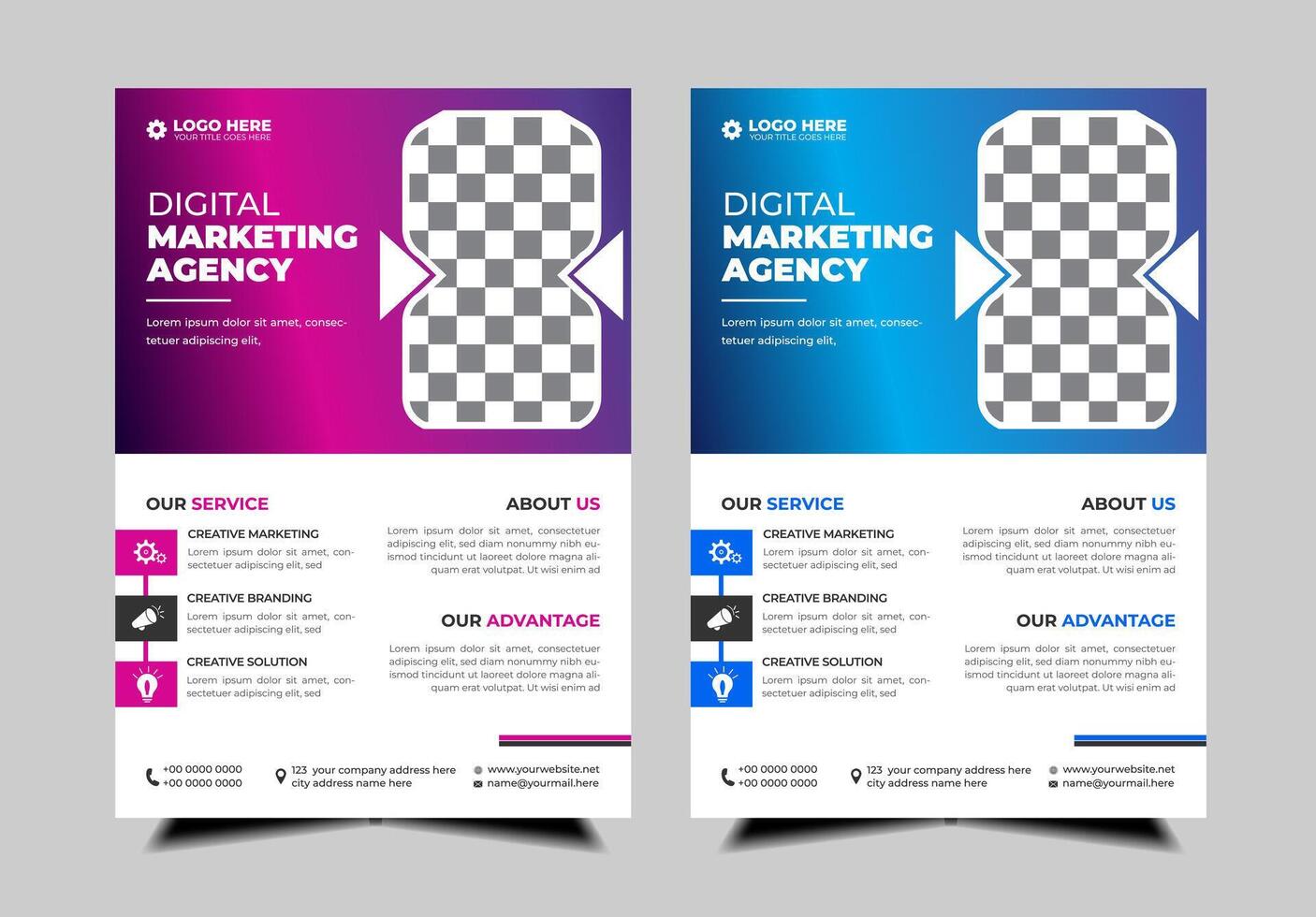 modern abstract business corporate flyer design set. Creative trendy digital marketing Magazine brochure annual report template design with bundle. letterhead Leaflet flyer vector