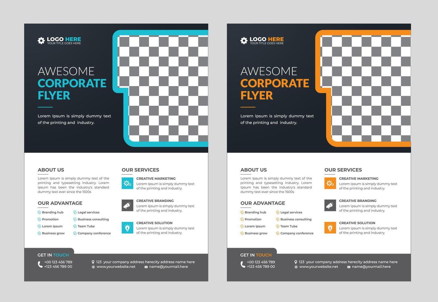 modern abstract business corporate flyer design set. Creative trendy digital marketing Magazine brochure annual report template design with bundle. letterhead Leaflet flyer vector