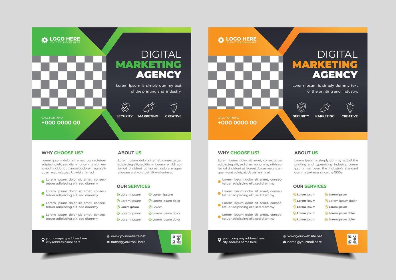 modern abstract business corporate flyer design set. Creative trendy digital marketing Magazine brochure annual report template design with bundle. letterhead Leaflet flyer vector