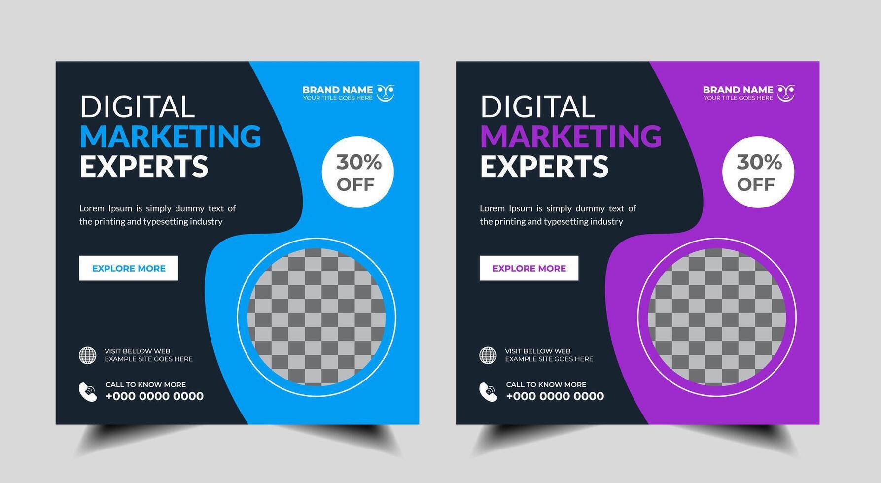 Digital marketing Social media poster template design ,square online marketing business banner design template vector