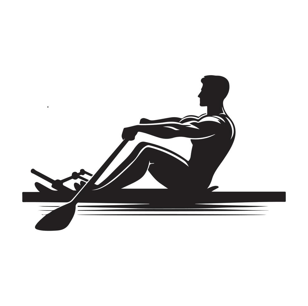 Rowing isolated silhouette illustration vector