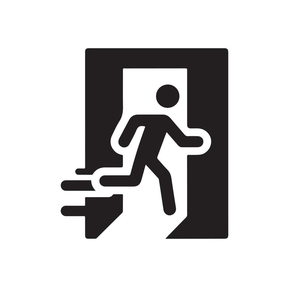 Emergency exit illustration, escape route sign and symbol vector