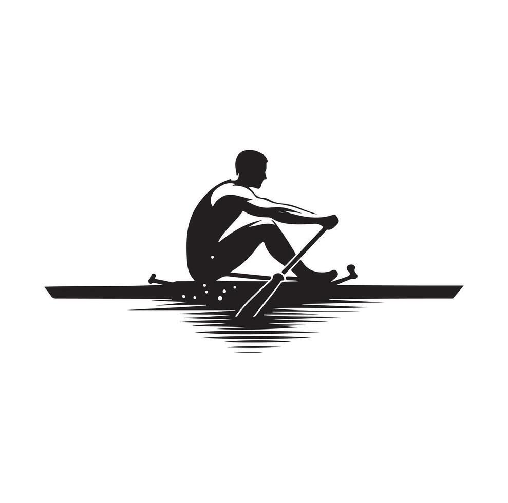 Rowing isolated silhouette illustration vector