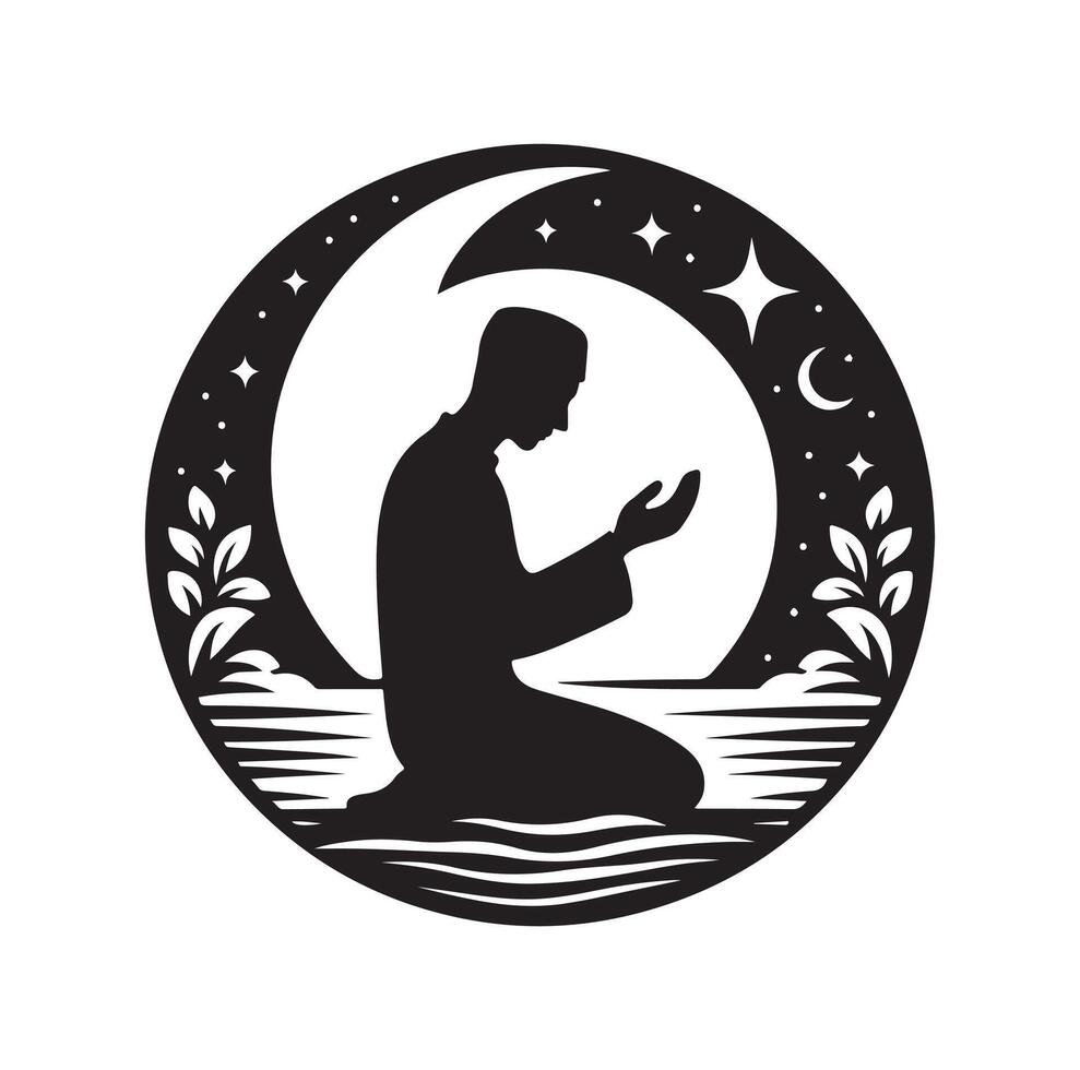 Muslim Praying silhouette. praying symbol illustration vector