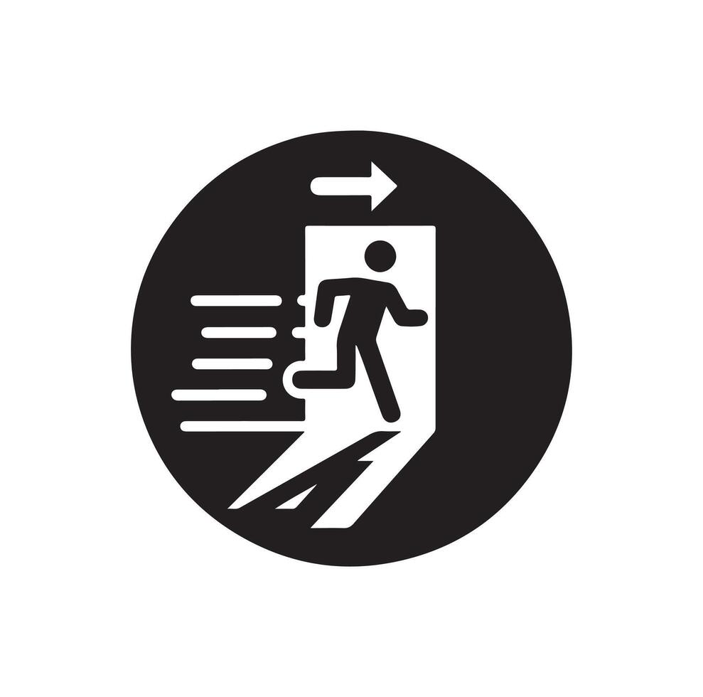 Emergency exit illustration, escape route sign and symbol vector