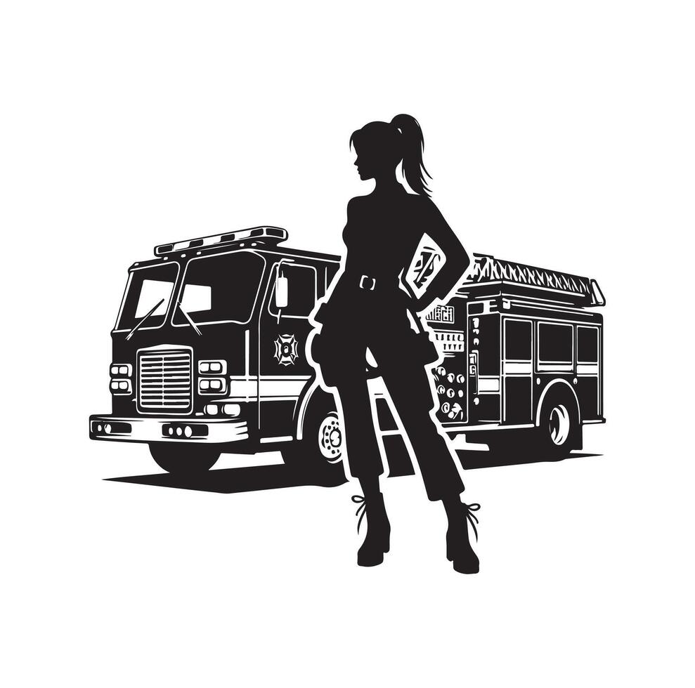 firefighter car illustration icon vector