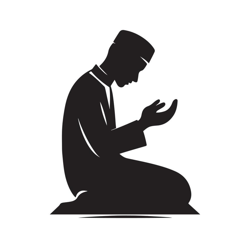 Muslim Praying silhouette. praying symbol illustration vector