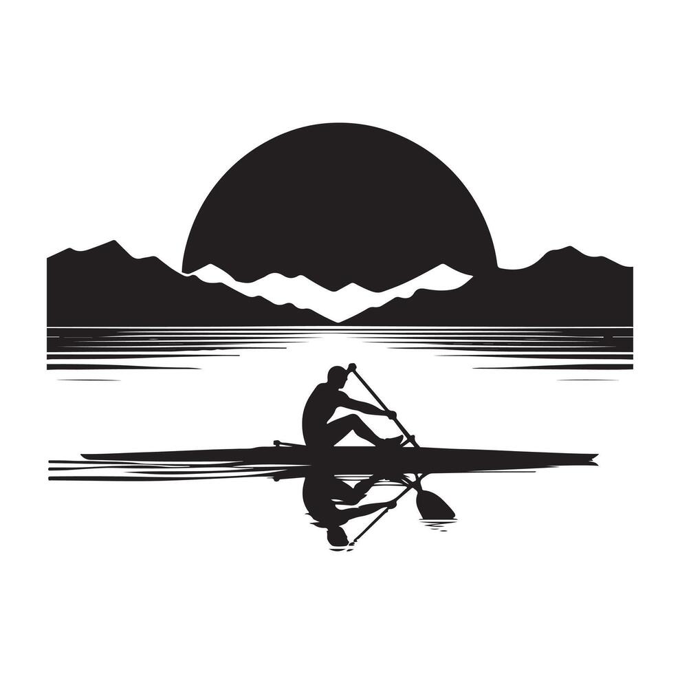 Rowing isolated silhouette illustration vector