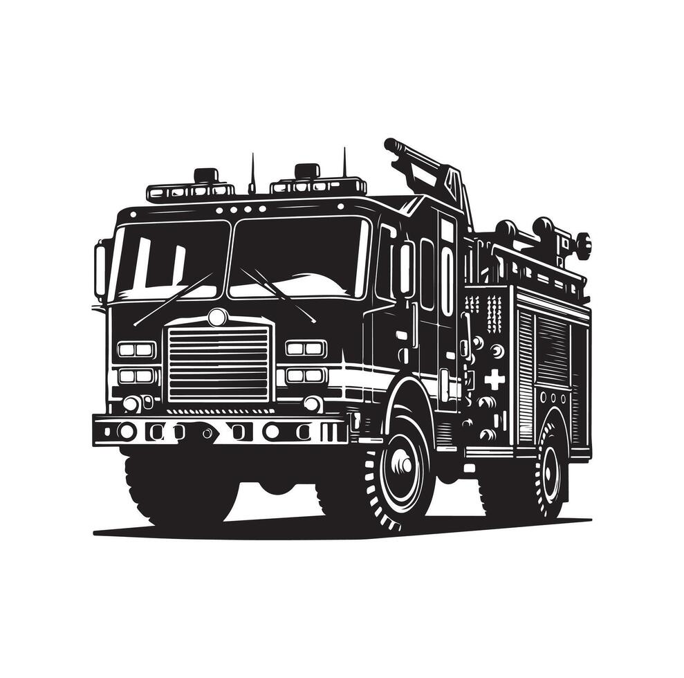 firefighter car illustration icon vector