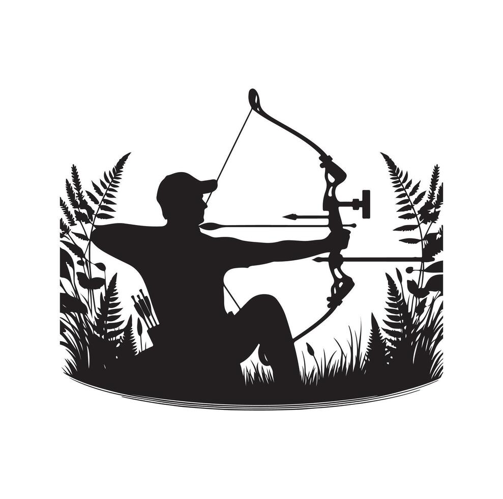 archer silhouette illustration logo template vector
