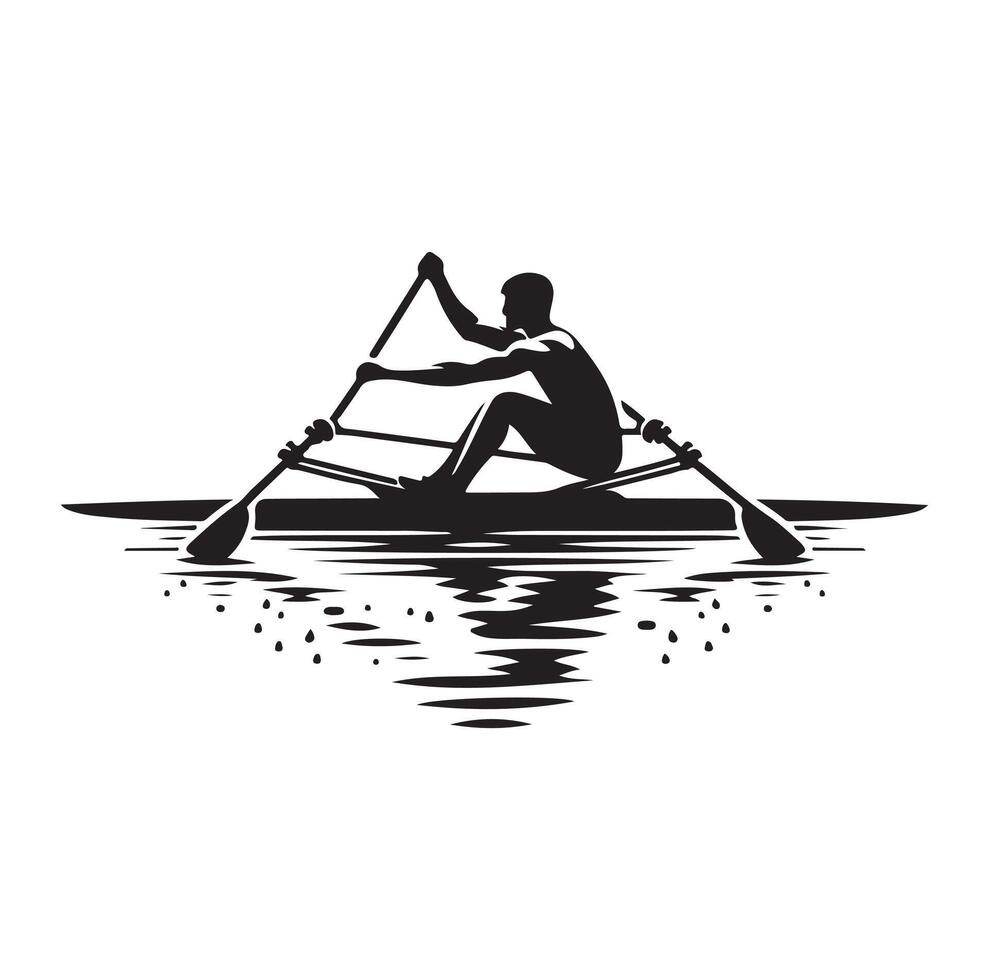 Rowing isolated silhouette illustration vector