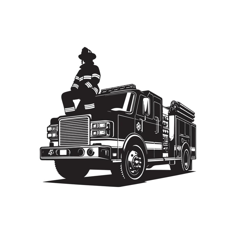 firefighter car illustration icon vector