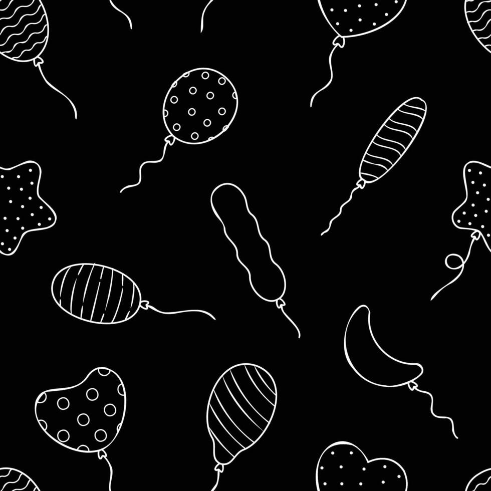 Balloons doodle seamless pattern hand drawn sketch illustration vector
