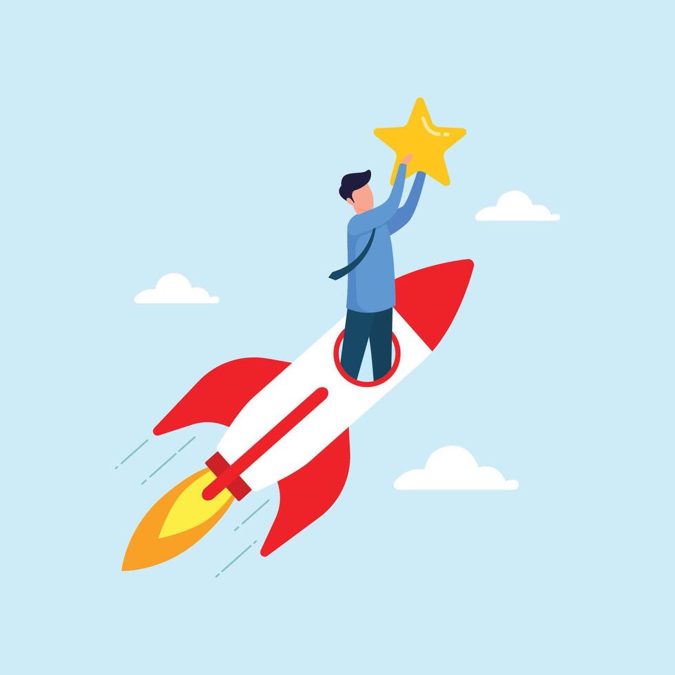 Fast growth of new innovative business company. Startup success. Entrepreneurship concept vector