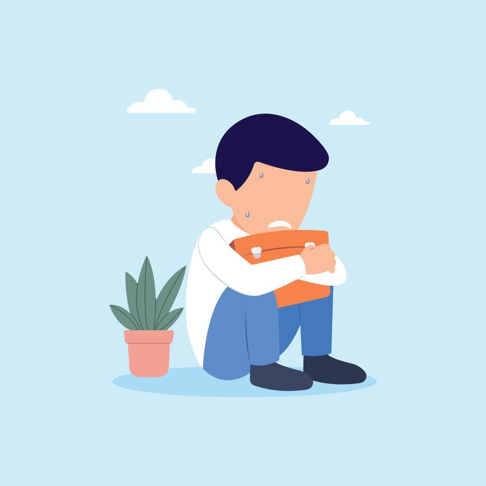 Businessman or employee Frustration and depression illustration concept vector