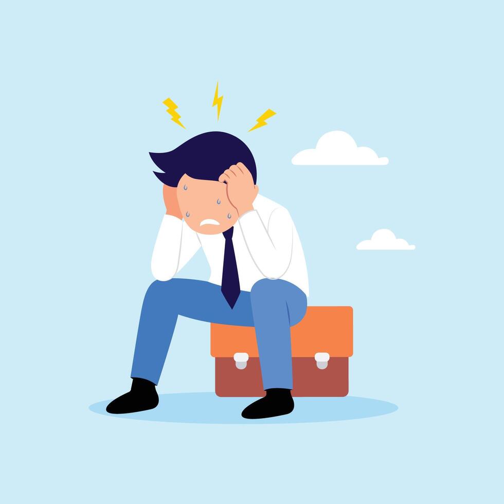 Businessman or employee Frustration and depression illustration concept vector