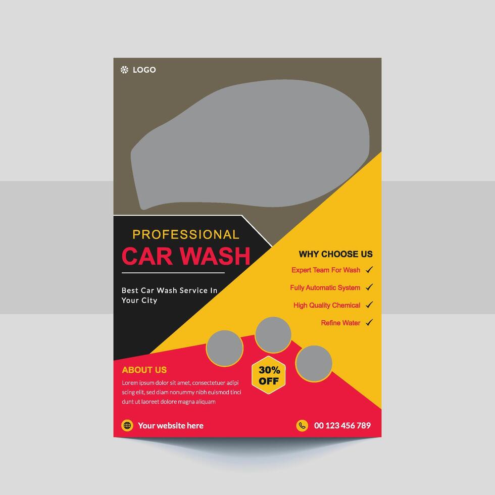 Car Wash Flyer, Car Cleaning Service template, a4 car wash service flyer, automobile wash service leaflet design, Car Wash Business Promotion Poster vector