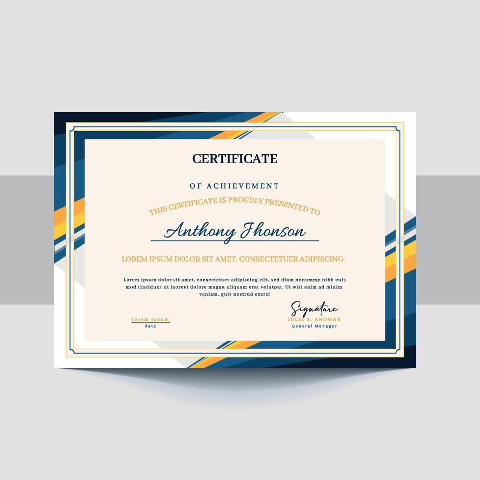 Certificates of completion template with luxury and modern golden line and shapes. Horizontal certificate For award, business, and education needs vector
