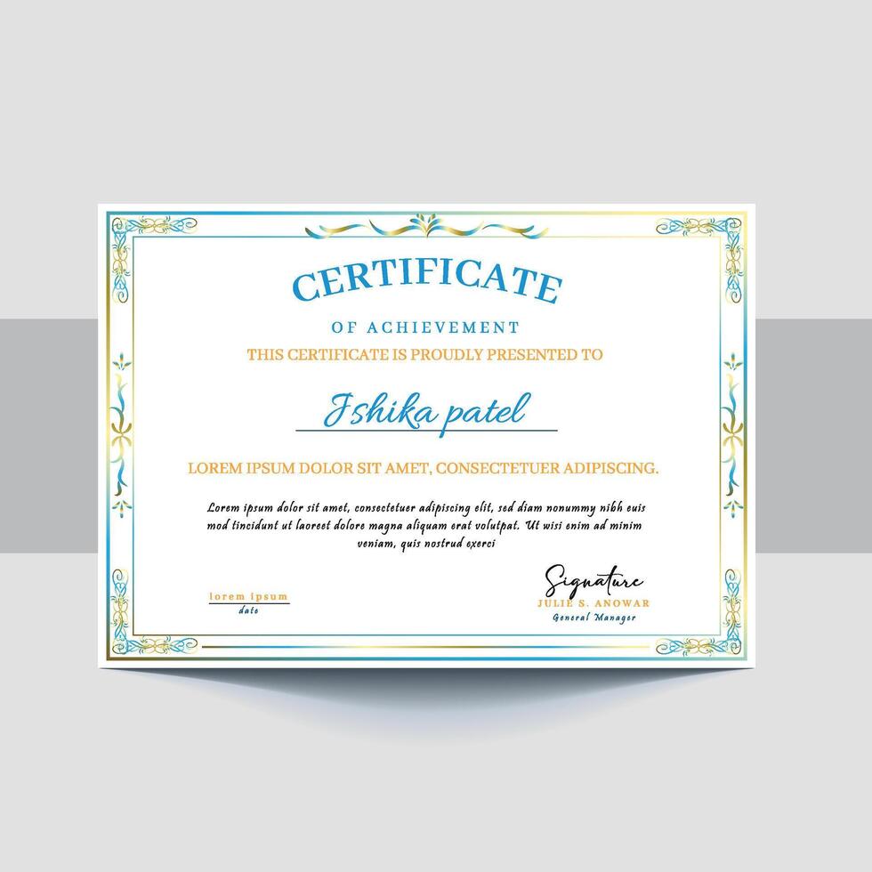 Certificates of completion template with luxury and modern golden line and shapes. Horizontal certificate For award, business, and education needs vector