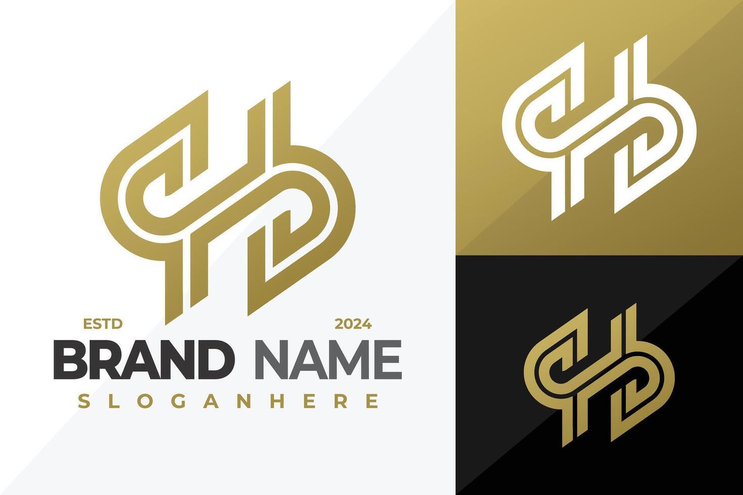 Letter SH or Hs Monogram logo design symbol icon illustration vector