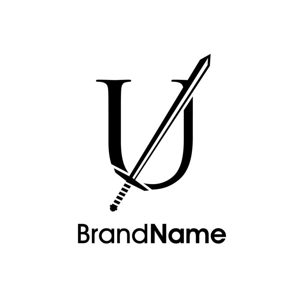 Luxury Initial U Sword Logo vector
