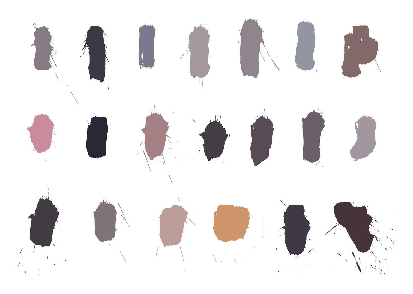 Abstract paint blot element set. Hand drawn ink splatter design bundle. Creative painting splashes templates. vector