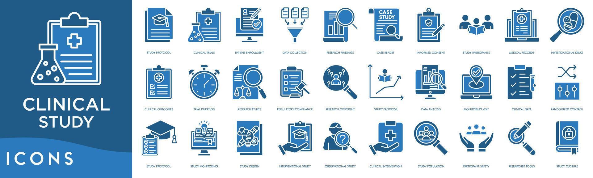 Clinical Study icon line. Study Protocol, Clinical Trials, Patient ...