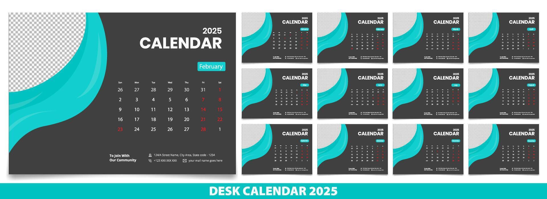 Calendar 2025 week start Monday corporate design template . vector