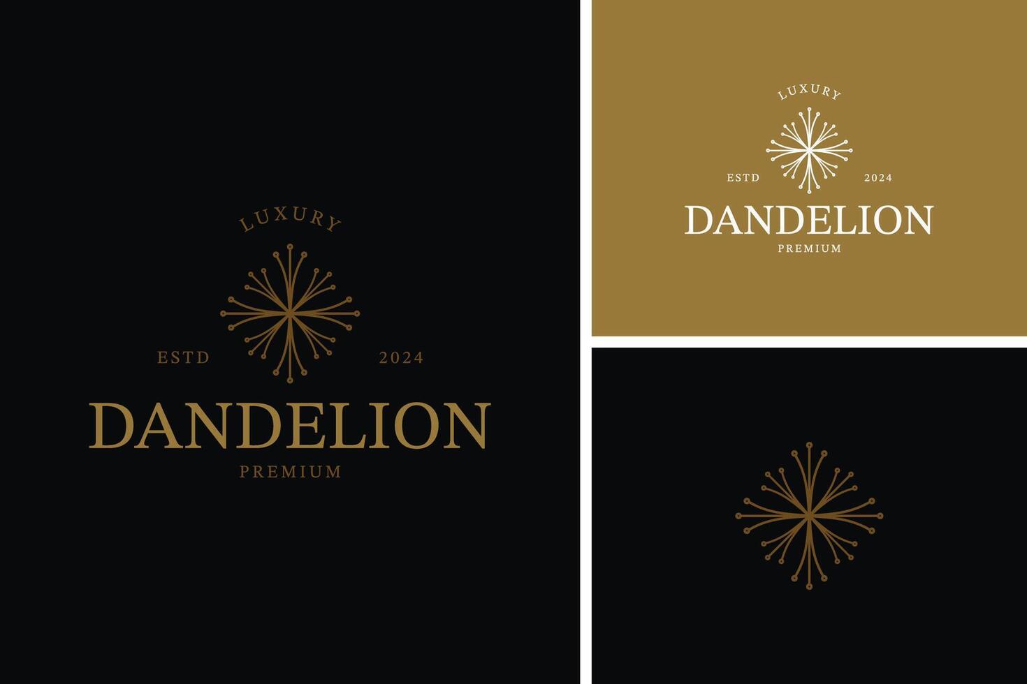 Dandelion plant silhouette logo design template illustration vector