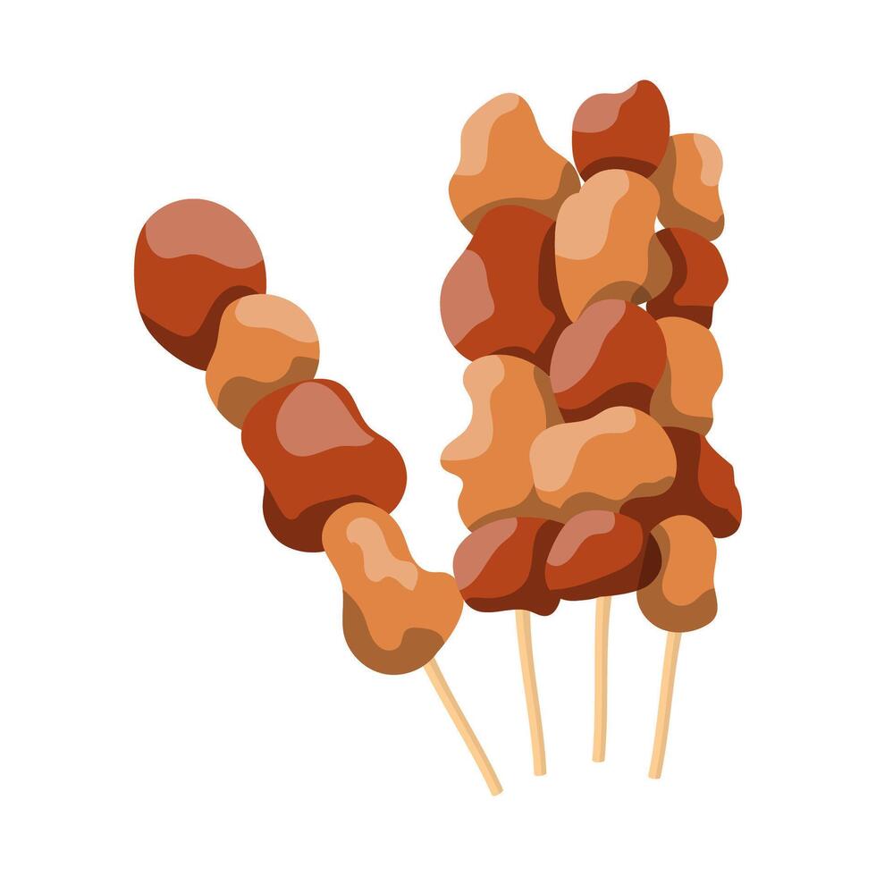 satay illustration. Indonesian food. Grilled meat illustrations. vector