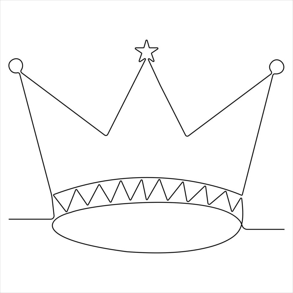 Crown continuous single line royal banner concept Line art outline minimal illustration vector