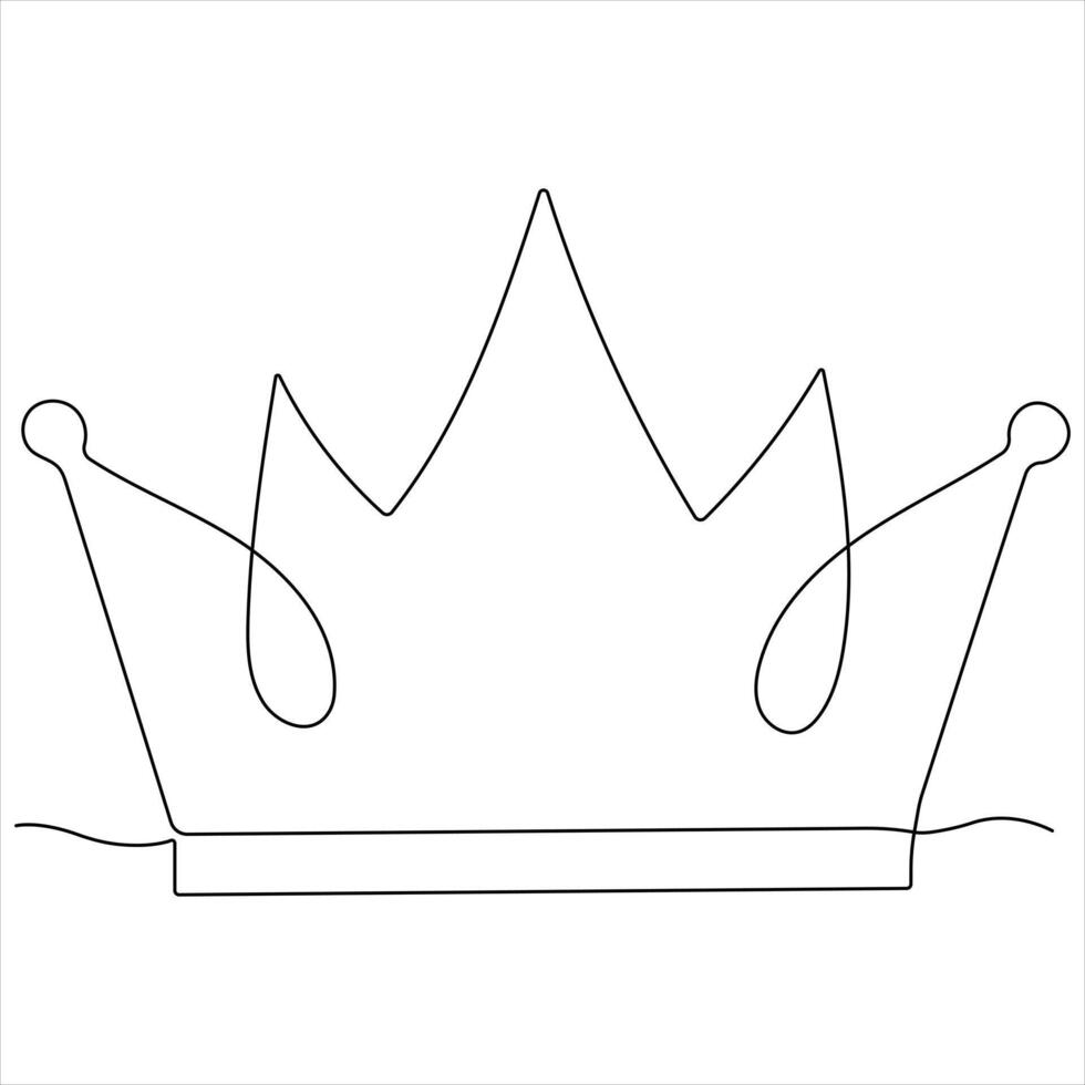Crown continuous single line royal banner concept Line art outline minimal illustration vector