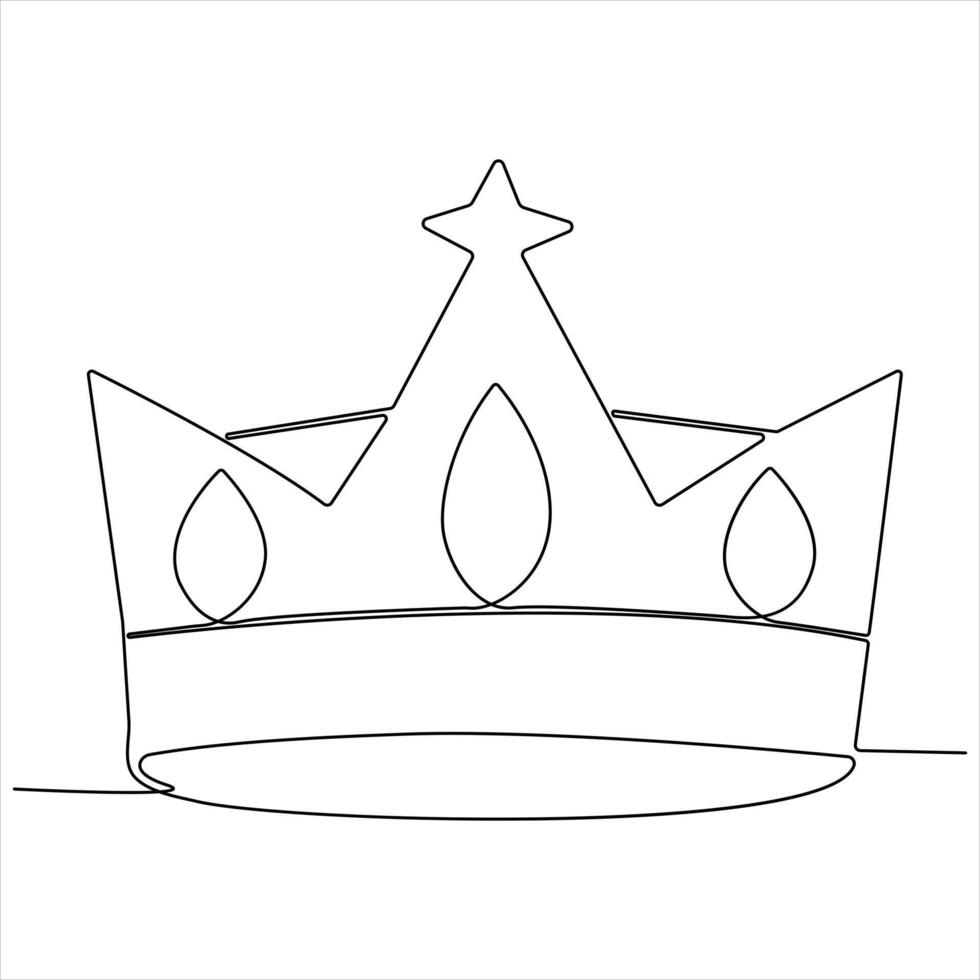 Crown continuous single line royal banner concept Line art outline minimal illustration vector