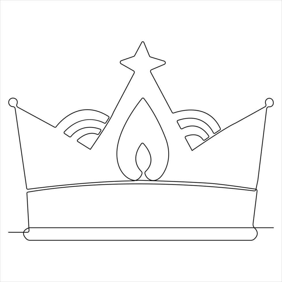 Crown continuous single line royal banner concept Line art outline minimal illustration vector